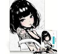 Rompecabezas de Anime de Chica fumando con Tatuajes para Adultos, 1000 Piezas, Rompecabezas para ejercitar la Mente, Juego de construcción de imágenes para el hogar, Regalo de cumpleaños (50x75cm)