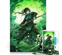 Rompecabezas de Anime de Chica Ninja del Bosque,Juego de Memoria Mental de 1000 Piezas,Manualidades de Corte de Alta precisión,desafío Cerebral Interactivo para el hogar (38x26cm)