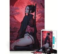 Rompecabezas de Anime de Chica samurái con Katana, 1000 Piezas para Adultos, fortalece la Memoria, alegría en Grupo, Bordes limpios, Regalo Elegante (38x52cm)