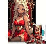 Rompecabezas de Anime de Chica Zorro Reina Waifu,Juego de Memoria de 1000 Piezas,Manualidades de Corte de Alta precisión,desafío Cerebral Interactivo para el hogar (38x26cm)