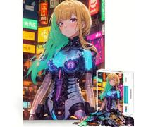 Rompecabezas de Anime de Chicas cibernéticas para Adultos,1000 Piezas,Juego para estimular la Mente,tamaño Uniforme,Piezas precisas,Ideal para Viajar, ejercitar la Mente (38x26cm)