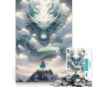 Rompecabezas de Anime de dragón y Guerrero,1000 Piezas,Juego de concentración Mental,diseño de Ajuste Huecos,desafío Cerebral Interactivo para el hogar (38x26cm)