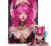 Rompecabezas de Anime de la Reina Fantástica de Cabello Rosa, 1000 Piezas para Adultos, Juguete Inteligente, pasatiempo para el hogar, Arte de Bordes Lisos, Coleccionable (50x75cm)
