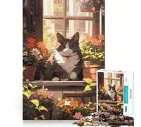 Rompecabezas de Anime de un Gato Florista para Adultos,1000 Piezas,Juego de Memoria,Ajuste Firme,Montaje Seguro,Juego de construcción de Conexiones significativas (50x75cm)