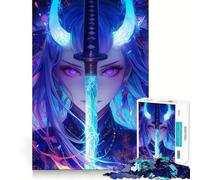 Rompecabezas de Anime de una Chica Demonio con Espada,1000 Piezas,Juguete para Adultos,desafío Mental,Corte preciso,alineación, Actividad Divertida para Toda la Familia (50x75cm)
