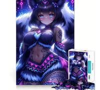 Rompecabezas de Anime de una Chica Zorro con Ojos Azules,1000 Piezas,Juego Divertido,sin Rebabas,Piezas de Corte Limpio,portátil,Ideal para Viajar (50x75cm)