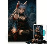 Rompecabezas de Anime de una Chica Zorro con una Esfera mágica para Adultos,1000 Piezas,Juego de Memoria Cerebral,Corte Fino,Acabado Premium,una Forma entretenida de Pasar Las Horas Libres (38x26cm)