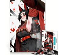 Rompecabezas de Anime de una Chica Zorro en Rojo y Negro,1000 Piezas,Juguete de construcción Focus,Ajuste Firme,Montaje Seguro,Juguete de Entretenimiento para Interiores (50x75cm)