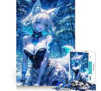 Rompecabezas de Anime de una Chica Zorro en un Bosque Invernal para Adultos,1000 Piezas,para desarrollar la Memoria,Divertido,de Alta precisión,fácil de Aprender,para Disfrutar en Familia (38x52cm)