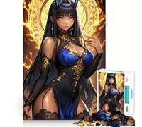 Rompecabezas de Anime de una Demonia en Azul y Dorado para Adultos Juego Think Boost de 1000 Piezas Estructura de Encaje precisa Fácil de Aprender Diversión para Toda la Familia (38x26cm)