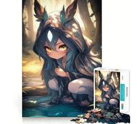 Rompecabezas de Anime de una druida en el Bosque,1000 Piezas para Adolescentes Entrenamiento de Memoria Diversión,conexión Limpia y sin interrupciones Actividad grupal Relajante para Interiores