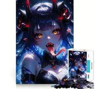 Rompecabezas de Anime Demon Girl,1000 Piezas,Juego Divertido sin Rebabas,Piezas de Corte Limpio,portátil,Ideal para Viajes (38x52cm)