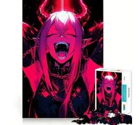 Rompecabezas de Anime Demon Girl,1000 Piezas,Juego Divertido sin Rebabas,Piezas de Corte Limpio,portátil,Ideal para Viajes (38x26cm)