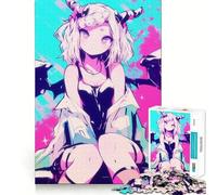 Rompecabezas de Anime Demon Girl,1000 Piezas,Juguete para desarrollar la Capacidad cognitiva,Superficie Lisa y sin Rebabas,Actividad Relajante para Grupos en Interiores (38x52cm)