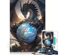 Rompecabezas de Anime Dragón del Mundo para Adultos,1000 Piezas,Juego de Memoria Cerebral,Cortado con láser para un Ajuste Perfecto, aliviar el estrés (50x75cm)