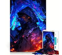 Rompecabezas de Anime Dragon Warrior de 1000 Piezas para Adolescentes,Juego de concentración Mental,Corte de precisión,Bordes Lisos,Juego para Rellenar Calcetines navideños (38x52cm)