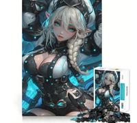 Rompecabezas de Anime Elf Warrior Waifu Anime Gaming 1000 Think Boost Game Tight Lock Sin Piezas Sueltas Desafío Cerebral Interactivo para el hogar (38x26cm)