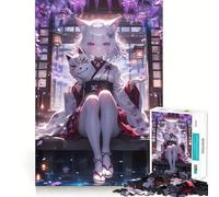 Rompecabezas de Anime Fox Wisteria Night de 1000 Piezas para Adolescentes Juego Divertido con Piezas encajables sin Huecos Actividad Nocturna Familiar (50x75cm)
