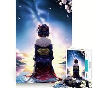 Rompecabezas de Anime Geisha en Kimono Junto al Agua,1000 Piezas,Entrenamiento Mental,Divertido,de Corte Limpio,componentes Resistentes,Entretenimiento cautivador para Disfrutar en casa (50x75cm)