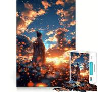 Rompecabezas de Anime Geisha Sunset de 1000 Piezas para Adultos,Juguete Que desafía la Mente,Corte preciso,alineación, Actividad Nocturna Divertida para Toda la Familia (38x52cm)