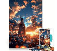 Rompecabezas de Anime Geisha Sunset Teenagers de 1000 Piezas,Juego de Memoria Mental,Cierre Seguro,sin Piezas Sueltas,Ideal para Viajar, ejercitar la Mente (50x75cm)
