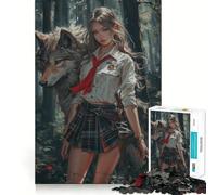 Rompecabezas de Anime Girl and The Wolf,1000 Piezas,Juego Think Boost,Cierre Seguro,sin Piezas Sueltas,desafío Interactivo para el Cerebro en casa (50x75cm)
