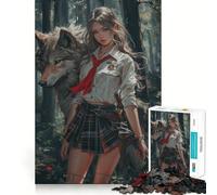 Rompecabezas de Anime Girl and The Wolf para Adultos,1000 Piezas,Juego Think Boost,Estructura de Encaje precisa,fácil de Aprender,diversión para Toda la Familia (38x52cm)