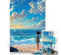 Rompecabezas de Anime Girl by The Sea para Adultos,1000 Piezas,Juego Think Boost,Estructura de Encaje precisa,fácil de Aprender,diversión para Toda la Familia (38x52cm)
