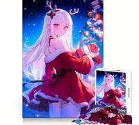 Rompecabezas de Anime Girl Christmas Demon de 1000 Piezas para Adolescentes Entrenamiento Mental Fácil de Usar Diseño Elegante (50x75cm)