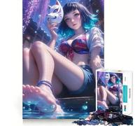Rompecabezas de Anime Girl Fox Beauty de 1000 Piezas Juguete para desarrollar la Capacidad cognitiva Superficie Lisa y sin Rebabas Actividad Relajante para Grupos en Interiores (38x26cm)
