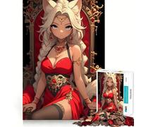Rompecabezas de Anime Girl Fox Queen Waifu de 1000 Piezas Juguete para desarrollar la Capacidad cognitiva Superficie Lisa y sin Rebabas Actividad Relajante para Grupos en Interiores (38x52cm)