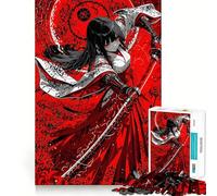 Rompecabezas de Anime Guerrero Rojo con Katana para Adultos, 1000 Piezas, Rompecabezas Mental, pasatiempo Relajante, Montaje de imágenes, Regalo Encantador (50x75cm)