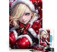 Rompecabezas de Anime navideño con Chica Anime Waifu,1000 Piezas,Juego de concentración Mental,Corte de precisión,Bordes Suaves,Actividad Absorbente para Noches tranquilas (38x52cm)