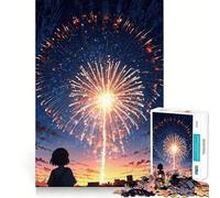 Rompecabezas de Anime Noche de Fuegos Artificiales para Adolescentes,1000 Piezas,Juego para estimular la Mente,Montaje Firme y Seguro,Actividad para Fortalecer los Lazos Familiares (38x26cm)