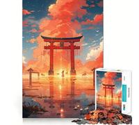 Rompecabezas de Anime para Adultos con Paisaje de Puerta Torii, 1000 Piezas, Juguete de Habilidad, Juego Lento, Disfruta, Pieza de colección de Arte de Corte Exacto 38x26cm
