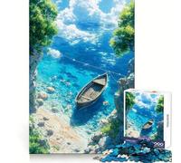 Rompecabezas de Anime Playa de Verano, Cala Tranquila con Barco para Adolescentes, 1000 Piezas, Rompecabezas Mental, Divertido y Relajante, Regalo Encantador 50x75cm