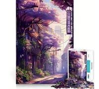 Rompecabezas de Anime Sakura Street Spring para Adultos, 1000 Piezas, Recall Boost Quiet Calm Smooth Cut Classic Gift (38x52cm)