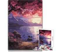 Rompecabezas de Anime Sunset Sakura Lake de 1000 Piezas para Adolescentes, Juego Divertido de Aprendizaje Consciente, Celebraciones alegres, tamaño 38x52cm