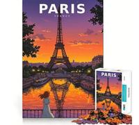 Rompecabezas de Anime Vintage del Horizonte de París con la Torre Eiffel para Adolescentes,1000 Piezas,Juego para estimular la Mente,Montaje Firme y Seguro,Actividad para Fortalecer los Lazos