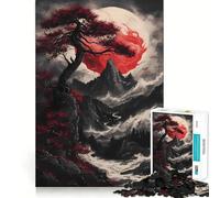 Rompecabezas de árbol bonsái Rojo para Adultos, 1000 Piezas, para estimular la Memoria, Juego en Grupo, patrón de Montaje, Sorpresa navideña (38x52cm)