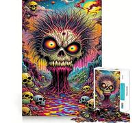 Rompecabezas de árbol con Calavera psicodélica para Adultos, 1000 Piezas, Juguete de lógica Resistente, Alivio de tensión, Borde Transparente, Regalo Premium (38x52cm)