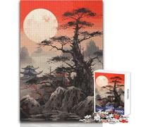Rompecabezas de árbol de Luna roja Oscura para Adultos, 1000 Piezas, Actividad educativa de concentración, Ocasiones Festivas, tamaño 38x52cm