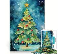 Rompecabezas de árbol de Navidad en Acuarela de 1000 Piezas Juego cognitivo Divertido Troquelado de Alta precisión aliviar el estrés (50x75cm)