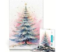 Rompecabezas de árbol de Navidad en Acuarela de 1000 Piezas Juguete Creativo para desarrollar la Habilidad Componentes Resistentes y de Corte Limpio Ideal para Viajar Juego Mental