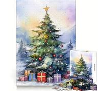Rompecabezas de árbol de Navidad en Acuarela de 1000 Piezas para Adultos Fomenta la concentración, desarrolla la Habilidad y aprovecha Bien el Tiempo ¡Sorpresa navideña! (38x26cm)