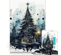 Rompecabezas de árbol de Navidad en Acuarela para Adolescentes 1000 Piezas Mejora la Capacidad Mental Juego tamaño Uniforme Piezas precisas Actividad Nocturna Divertida en Familia (50x75cm)