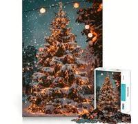 Rompecabezas de árbol de Navidad nevado para Adultos, 1000 Piezas, fortalece la Memoria, Alivia la ansiedad, Bordes Suaves, cálida Sorpresa (38x52cm)