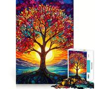 Rompecabezas de árbol de vitral Vibrante para Adolescentes,1000 Piezas,Divertido Juego de Memoria,Superficie Lisa sin Rebabas,Regalo de cumpleaños,Juguete para ejercitar la Mente (38x26cm)