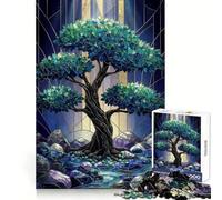 Rompecabezas de árbol Oscuro con vidrieras, 1000 Piezas para Adolescentes, Juguete de lógica Fuerte, Actividad en casa, Borde Transparente, Regalo preciado 50x75cm