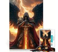 Rompecabezas de Arcángel Alado con Espada de Fuego para Adultos 1000 Juego Think Boost Estructura de Enclavamiento Preciso Fácil de Aprender Diversión Familiar (38x52cm)